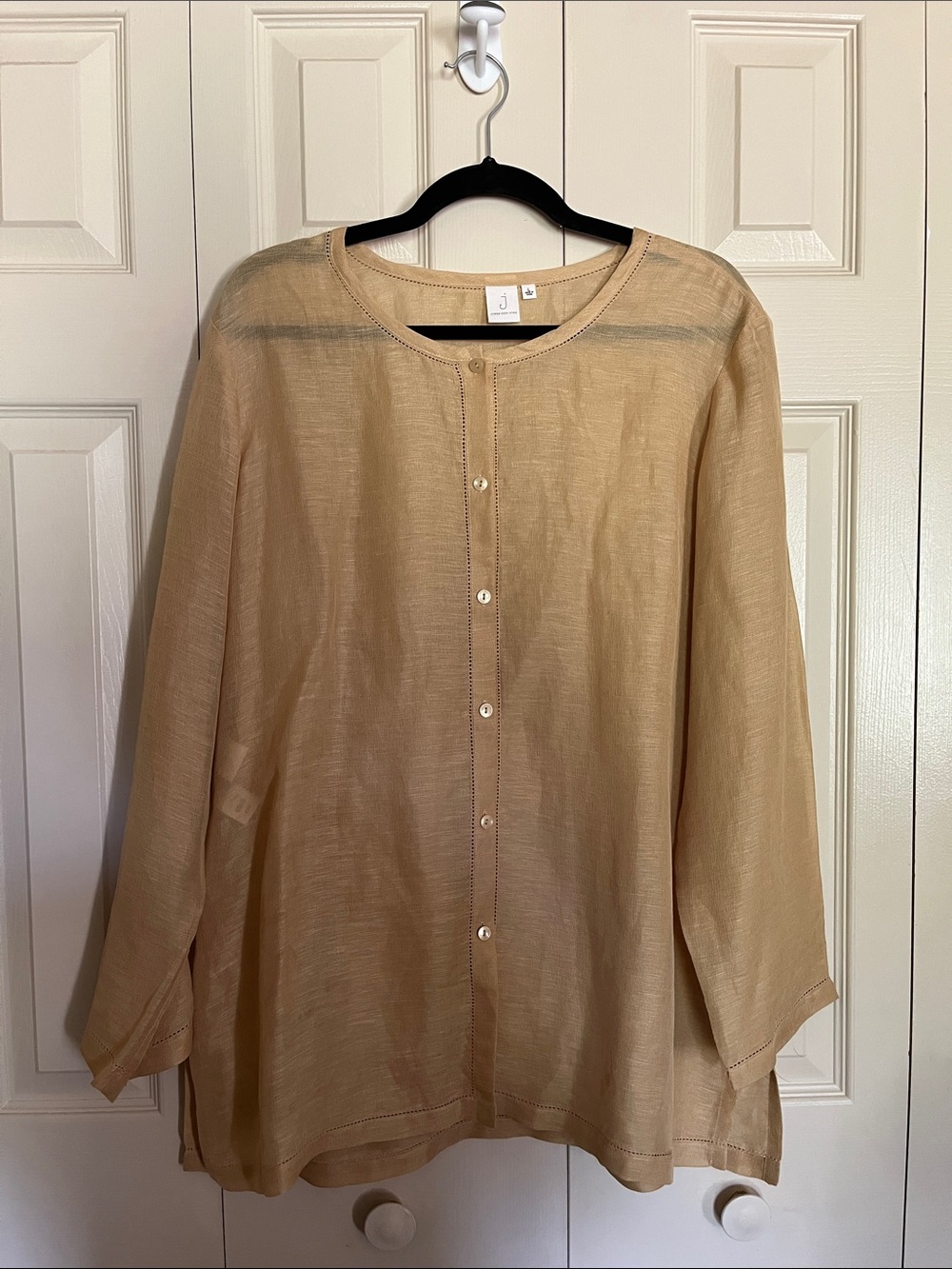Jones New York Lightweight Tan Button-Front Shirt